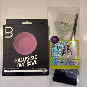 NWT Hair Dye Bowl & Brush Set: Collapsible Tint Bowl & 2 Galaxy Glitter Brushes